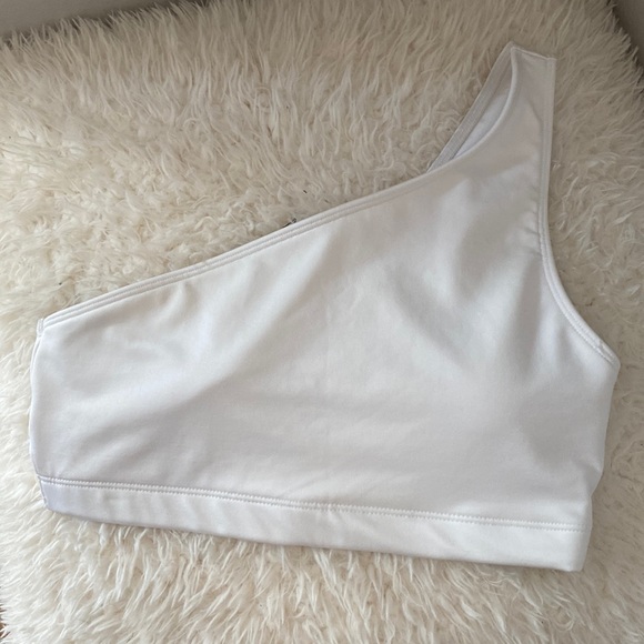 Pink One Shoulder Sports Bra